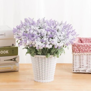 Artificial Lavender Flowers 10 Heads Round Woven Basket Home Decor <b>Wedding</b> <b>Props</b> - Product Image 3