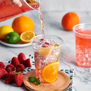 Vasos Desechables de Plástico con Tapa, Recipientes Transparentes para Bebidas Frías, para Jugo de Frutas, Leche, Té, Café Helado, Helado, Postre, Fiesta, Cafetería - Product Image 2