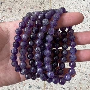 สร้อยข้อมือลูกปัดคริสตัลควอตซ์หินธรรมชาติขนาด 6 มม. 8 มม. 10 มม. สร้อยข้อมือหินอาเกตแบบร้อยด้วยมือสำหรับผู้หญิงและผู้ชาย - Product Image 4