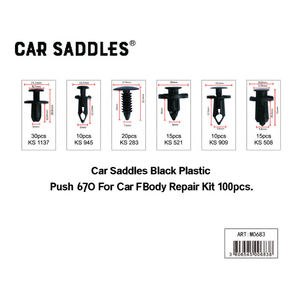 Remaches de plástico negro para carrocería de coche, 6 tipos, para kit de reparación de carrocería, 100 unidades - Product Image 3