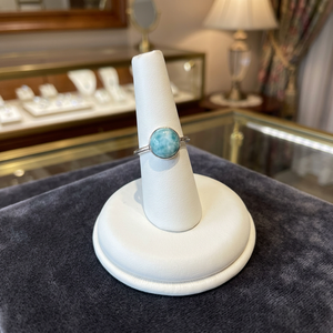 Bague en Larimar Naturel Sertie de Pierres pour Femme, Plaqué Or 18K, Bijou Spirituel Délicat, Idéal Cadeau - Product Image 1