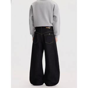 American Cleanfit Diagonal Placket Bouton d'Avion Jambe Droite Léger Printemps High Street Loose Raw Denim Scimitar Long Hommes - Product Image 4