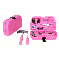 Ensemble d'outils rose de 35 pièces pour femmes, kit d'outils essentiels pour la maison avec marteau à griffes et tournevis, boîte à outils de réparation, coffret cadeau