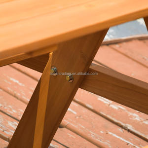 ชุดโต๊ะปิกนิกไม้พร้อมม้านั่ง - โต๊ะรับประทานอาหารกลางแจ้งสำหรับทุกสภาพอากาศ พร้อมม้านั่งติดตั้งในตัว เหมาะสำหรับสนามหลังบ้าน ลานบ้าน และสวน - Product Image 6