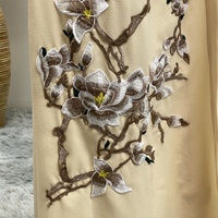 1717 #   Cardigan Kimono Décontracté en Crêpe avec Broderie Florale Élégante pour Femmes Musulmanes – Abaya Tendance