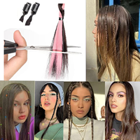 Clip dans les extensions de cheveux tressés pour femmes 18 pouces Clip dans les tresses postiches tressées synthétiques pour la fête costumée quotidienne noir marron