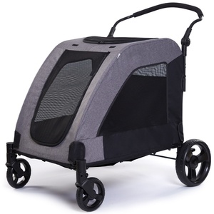 Poussette pliable <span class=keywords><strong>pour</strong></span> animaux de compagnie, capacité de charge de 35 kg, cadre en acier au carbone, porte-animaux, poignée réglable, <span class=keywords><strong>chariot</strong></span> de voyage <span class=keywords><strong>pour</strong></span> <span class=keywords><strong>chien</strong></span>, vente en gros OEM - Product Image 1