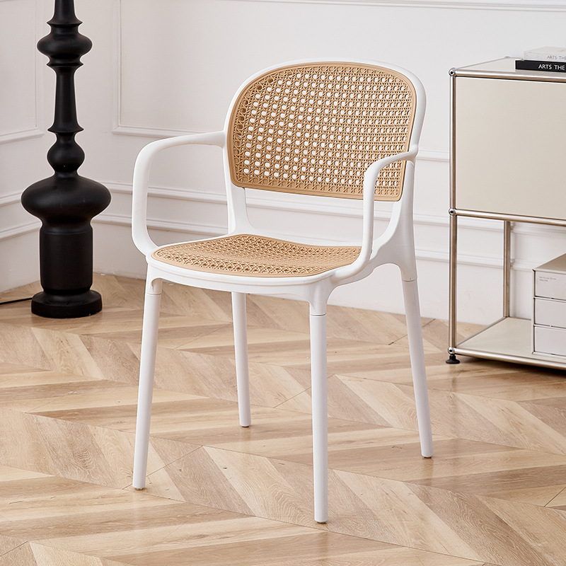 White frame yellow mesh backrest (with armrests)