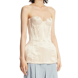Haut bustier sexy pour femme, style chic euro-américain de luxe, épaules dénudées, Y2K, coupe ajustée, vintage, pour soirée d'été, tissé, ODM - Product Image 2
