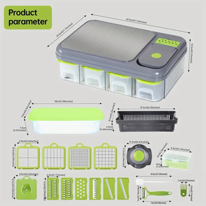 <span class=keywords><strong>Mandoline</strong></span> manuelle de cuisine pour pommes de terre et oignons, <span class=keywords><strong>râpe</strong></span>, hachoir à légumes portable, coupe-légumes multifonctionnel avec récipient - Product Image 3