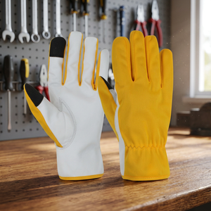 Gants de travail en cuir robustes, pointes des doigts antidérapantes, poignet élastique, usage général, sécurité, épaisseur 11 oz, niveau d'impact 2 - Product Image 3