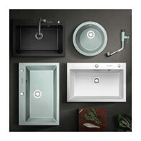 Comptoir de forme rectangulaire de petit évier de cuisine en quartz composite noir certifié CE CUPC