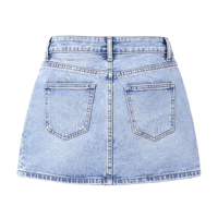 Jupe en jean doublée pour femme, taille basse, micro-mini, avec short intégré, très extensible, style superposé