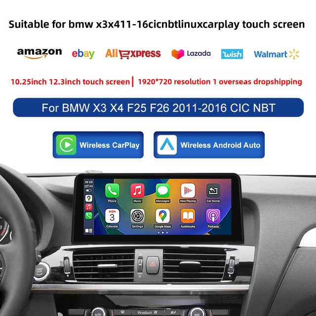 Wireless CarPlay & Android Auto Car Radio with Linux Screen 10.25/12.3" LCD Display Compatible with BMW X3/X4 CIC/NBT Systems