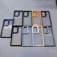 JOYPORODO B029 Coque de téléphone tendance avec support d'objectif en PC pour iPhone 17 16 15 14 Pro Max, Housse transparente antichoc pour Samsung Android