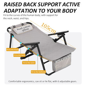 Outdoor Portable Six-position <b>Backrest</b> Adjustment Heavy Duty Lightweight Folding Recliner Camping Ground Chair - Product Image 5