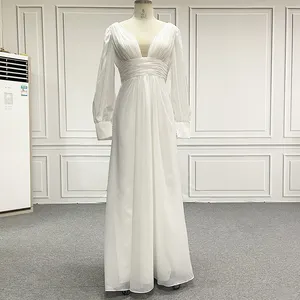 Alta Qualidade De Cetim Branco Para Mulher Casual Simples Elegante Sexy Vestidos De Boda Glamorous hochzeitskleid Lush Vestido De Noiva Branco