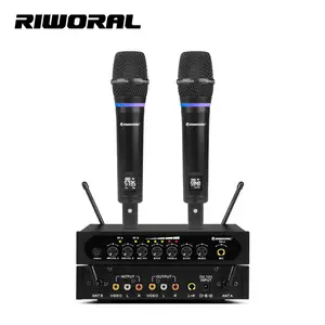 RS-4 Dual channels wireless microphones system cordless UHF dynamic microphone for home karaoke