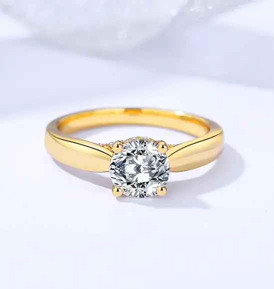 고품질 고급 보석 925 스털링 실버 디자인 웨딩 0.5Ct 1Ct 모이사나이트 다이아몬드 약혼 반지 여성