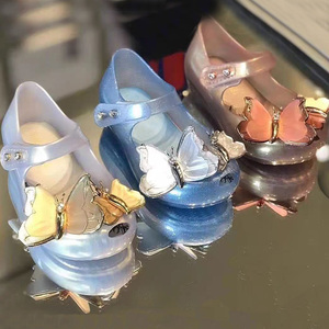 Trẻ Em Mùa Hè Ultragirl Bay BB Jelly Sandal Đôi Bướm PVC Nhựa Giày Long Lanh Trên PU Đế Phẳng Tính Năng - Product Image 3