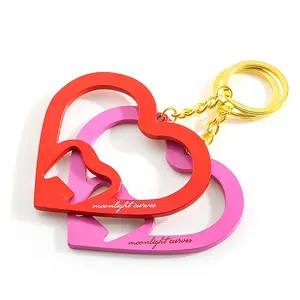 Custom Cute Metal Heart Shaped Pink Bottle Opener With Key Holder Keychain