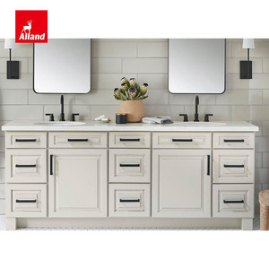 Meuble-lavabo <span class=keywords><strong>de</strong></span> salle <span class=keywords><strong>de</strong></span> bain classique en bois massif d'érable, teinté et peint, avec double vasque sous plan - Product Image 4