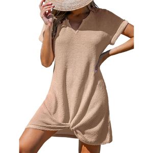 Nuevo Vestido de Playa con Cuello en V y Blusa Cruzada, Vestidos de Color Sólido para Mujer, Moda - Product Image 3
