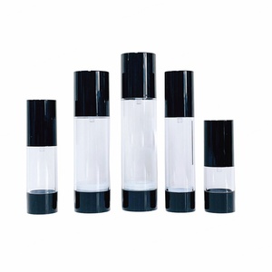 Cosmetic Packaging 15ml 30ml 50ml Black PP Lid Airless Spray <b>Bottles</b> <b>Empty</b> Refillable Lotion Airless Pump <b>Bottle</b> - Product Image 2