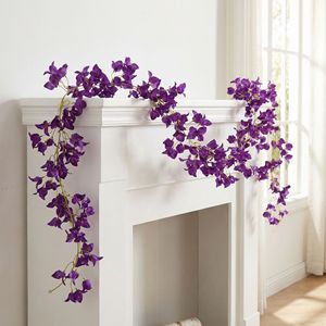 Precio al por mayor: Guirnalda de buganvillas naturales hechas a mano de seda de 175 cm, blanca y morada, para decoración de pared floral en bodas. - Product Image 1