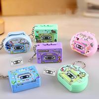 Mini Enregistreur Cassette Rétro Amusant en Forme de Dessin Animé, Porte-clés Créatif, Pendentif Radio, Jouet pour Enfants, Impression UV sur PVC, Petit Cadeau