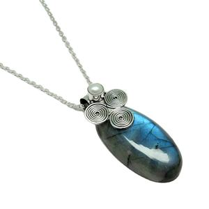 Véritable beauté ovale forme ronde pendentif en argent Sterling 925, vente en gros de bijoux en argent, exportation et grossiste - Product Image 1