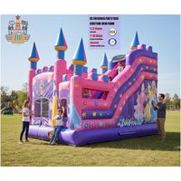 Château gonflable Nova NVAP-0106, rose et violet, avec toboggan sec, château gonflable pour enfants, princesse