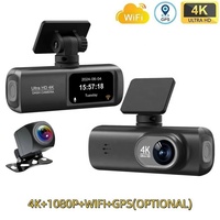 Caméra de tableau de bord portable IPS double objectif 4G 4K GPS avec enregistreur vidéo grand angle 170° WiFi SIM Cloud DVR App Live