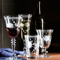 Verres à vin décoratifs en verre de luxe, gravés au laser à la main, motif floral, verres à vin sans pied gravés vintage personnalisés pour mariage