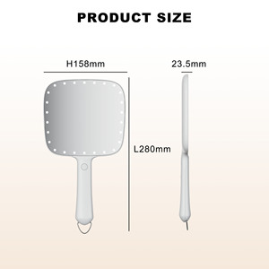 Nhà Máy Cung Cấp Số Lượng Lớn Trắng Vẻ Đẹp Vuông Xách Tay LED Trang Điểm Make Up Cầm Tay Cầm Tay Gương Với Ánh Sáng Gương Mỹ Phẩm - Product Image 5