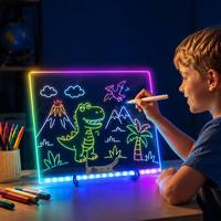 Tableau d'affichage LED lumineux en acrylique réutilisable effaçable à sec, veilleuse