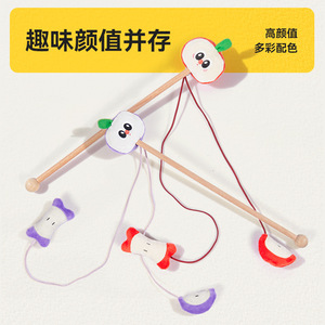 Yite Pet Cat Teasing Wand Wooden Long Stick <b>Bite</b> Resistant Manual Interactive Toy For Cats - Product Image 4