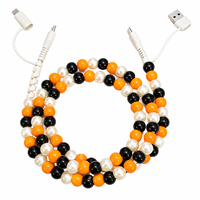 Câble de charge multi-prise USB Type C 4-en-1 perlé Orange et Noir pour Halloween – Cadeau de fête
