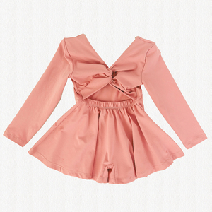 Tuta alla moda senza schienale stampa personalizzata vestiti per bambini e bambine tuta arancione tinta unita 2025 all'ingrosso vestito a maniche lunghe - Product Image 3