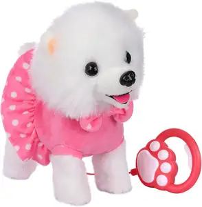 Children Electronic Singing Walking Barking Plush Dog Toy Interactive Puppy Dog with Remote Control Leash Electronic Plush Toys