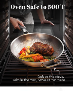 <span class=keywords><strong>Wok</strong></span> en titane avec couvercle en verre, poêles professionnelles martelées en titane pur sans PFAS, compatibles induction pour la cuisine et la cuisson à l'ailoi - Product Image 4