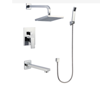 Ensemble de robinet de douche à effet pluie mural Chrome cascade Robinet de douche de salle de bain Ensemble de douche dissimulé