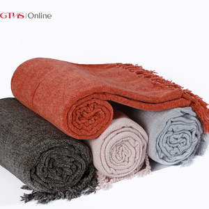 Bán Sỉ Chăn Ném Dệt Kim Dệt Tay Nhiều Màu Chunky Với Chăn Chenille Dày Trang Trí Tua Rua - Product Image 2