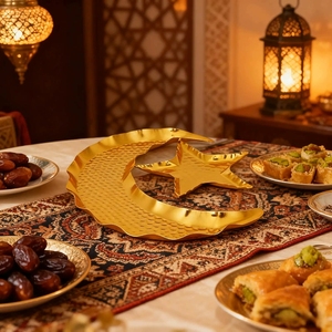 Decorazione Islamica con Luna Crescente e Stella Dorate - Ornamento per Ramadan ed Eid, Accessorio per Atmosfera Festiva Musulmana - Product Image 2