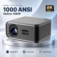 Projecteur 8K 30000 Lumens Android TV Natif 1080P HD Smart WiFi Projecteur de Cinéma Domestique Extérieur 2 Go de RAM 16 Go de Stockage