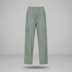 Pantalon cargo femme couleur unie taille élastique coupe ample longueur totale toile décontracté style été délavé respirant séchage rapide - Product Image 2