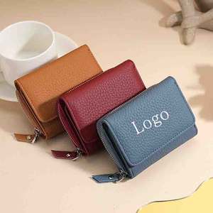 Portefeuille pour femme en cuir véritable de style japonais 2026, RFID, multifonctionnel, <span class=keywords><strong>mini</strong></span> porte-monnaie, portefeuille minimaliste - Product Image 1