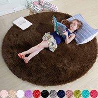 Tapis rond luxueux moderne en fausse fourrure touffue, couleur crème beige, doux et moelleux, avec envers en latex, pour chambre à coucher, salon et salle à manger