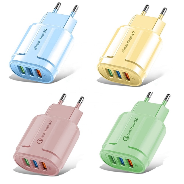 Colorful Quick Charger 3 USB Port QC3.0 Fast Charging Mobile Phone Adapter 5A/2A 18W EU/US Plug Wall Charger Mobile Devices