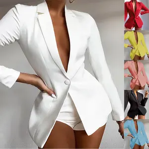 Autumn New Solid Color Elegant Office Women Casual Suit Jacket Elegant Blazer Shorts Formal Red Dress Suit Wedding Jacket Coat